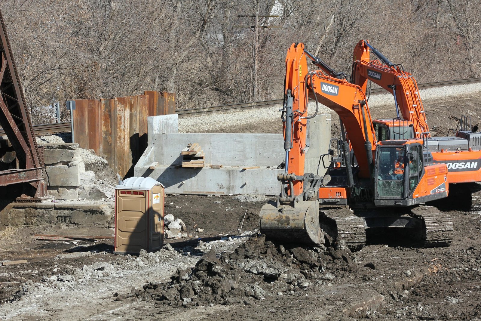 East abutment of new bridge under construction